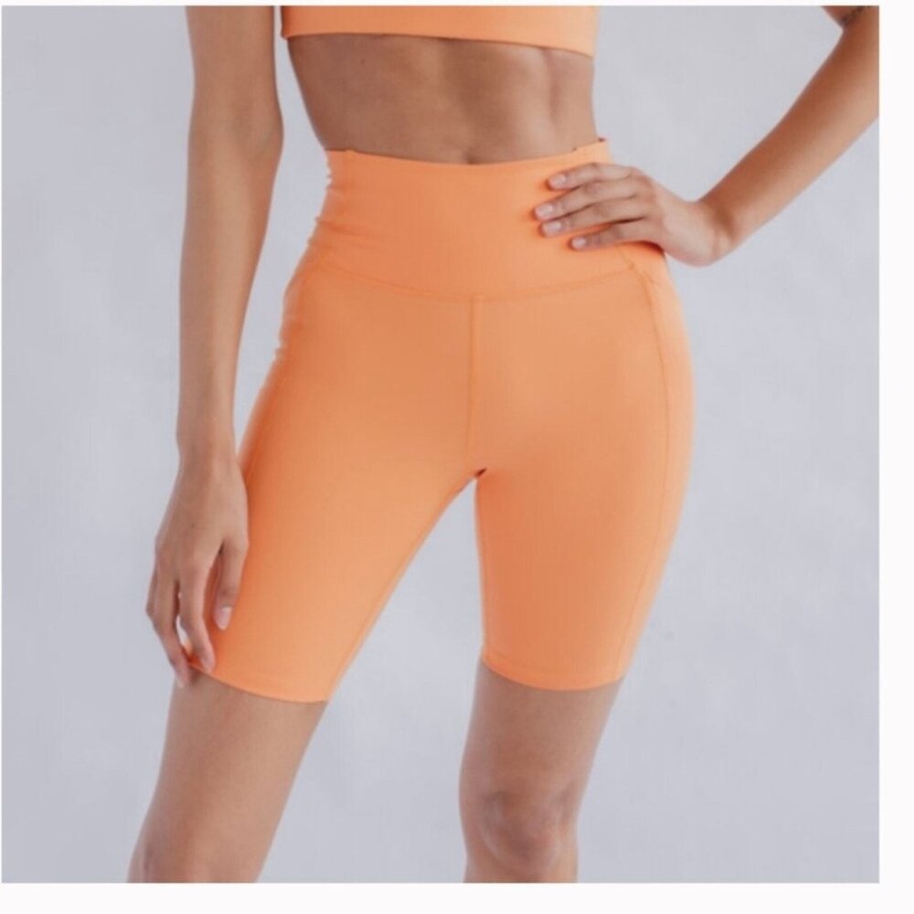 Girlfriend Collective Horizon Orange Biker Shorts